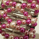 Thick hair 9 tooth, pink mix pearl beads light pink and fuchsia colors