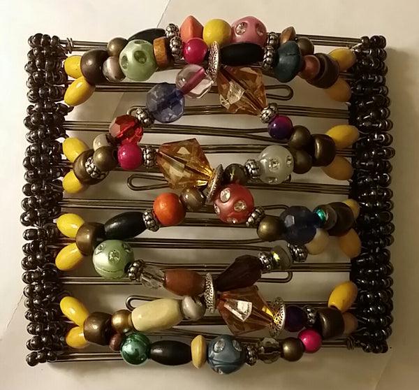 9 Tooth - HAIR JEWELRY - Multi-color.  Unique, handmade, one of a kind. Boho Chic hair comb.