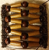 9 tooth - brown mix, chunky wood beads