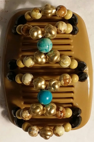 Acrylic comb, tan base, mix beads