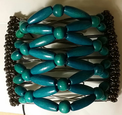 9 tooth, turquoise wood beads