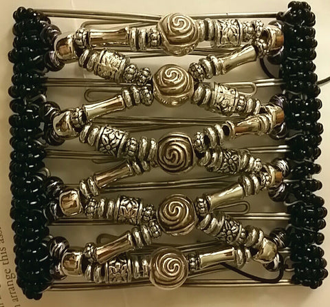 9 tooth - all silver beads with black sides, Limited Edition