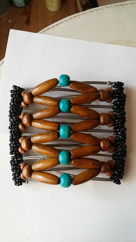 9 tooth brown and turquoise color wood beads
