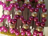 9 tooth for thick hair, light pink and fuchsia pear beads
