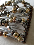 9 tooth comb with mixed metal color  beads