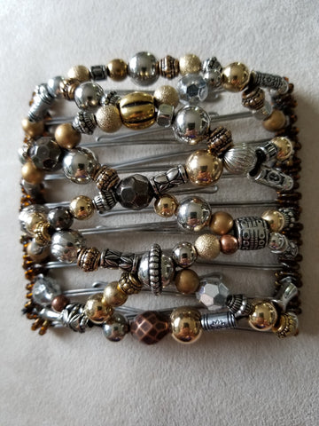 9 tooth Custom comb,  gold mix bead assortment