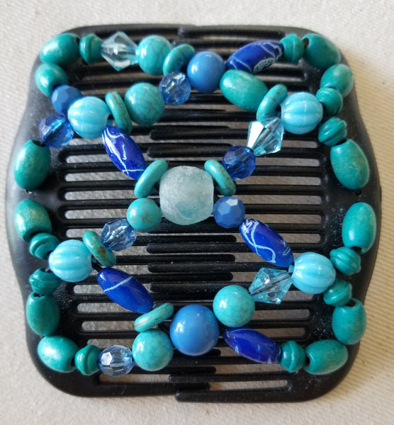 Plastic comb, turquoise mix