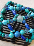 Plastic comb, turquoise mix