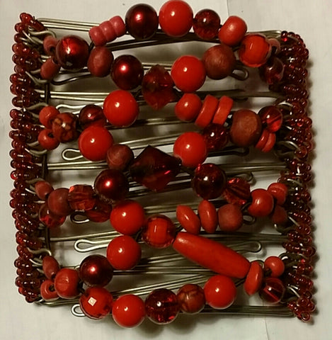 Red bead mix,  9 tooth comb